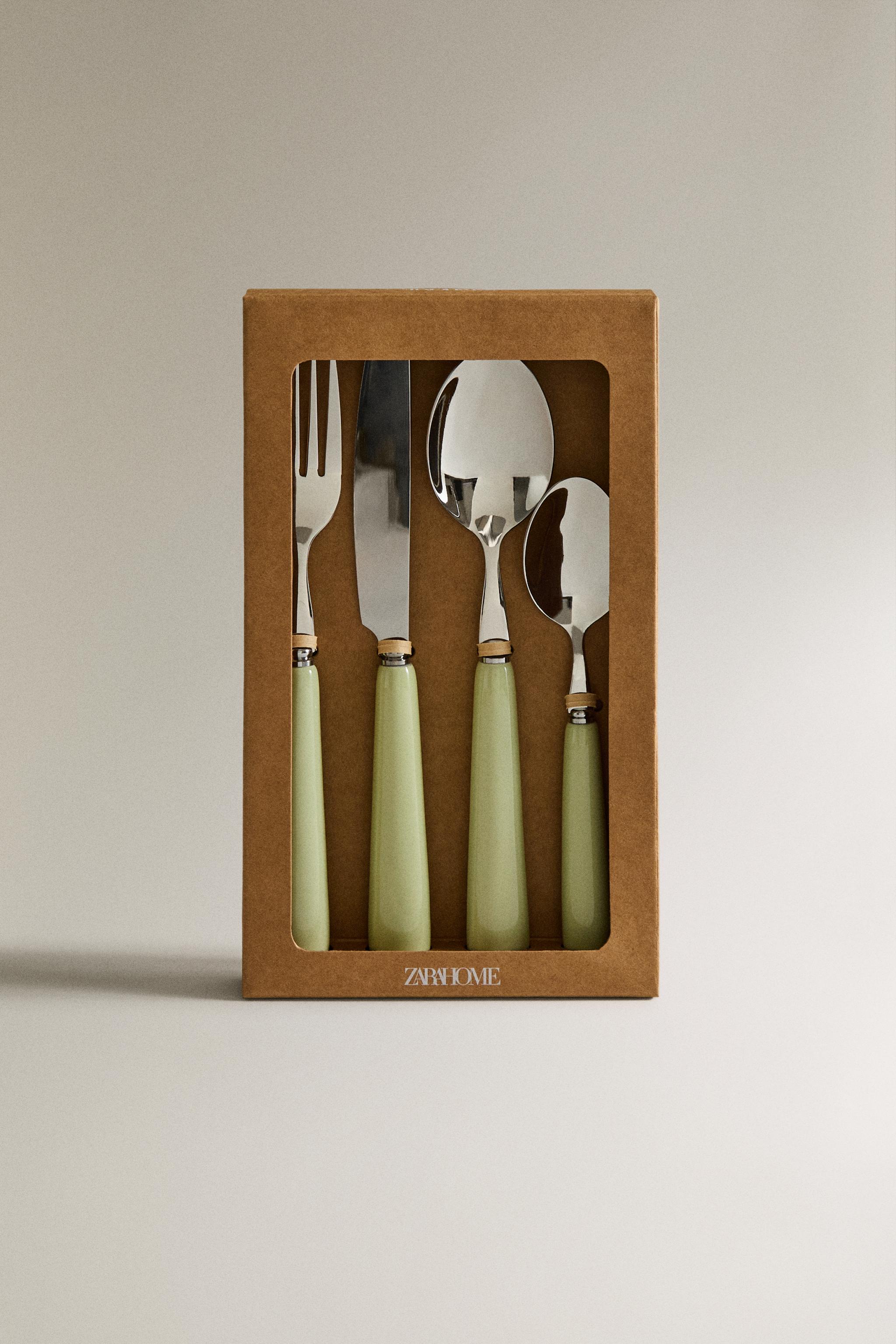 4-PIECE CERAMIC HANDLE FLATWARE SET